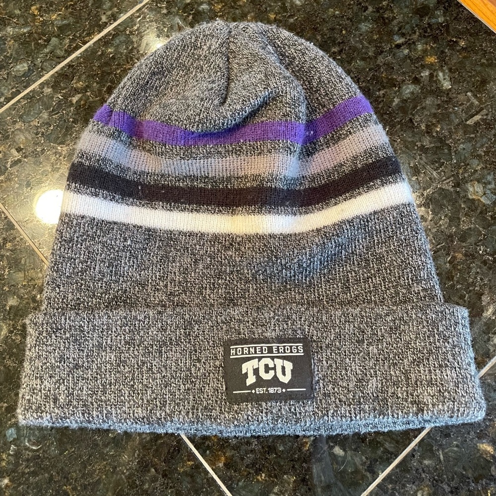 TCU Horned Frogs Top of the World Gray Knit Beanie